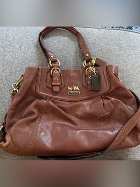 Coach Chestnut Leather Shoulder Bag with Gold Hardware